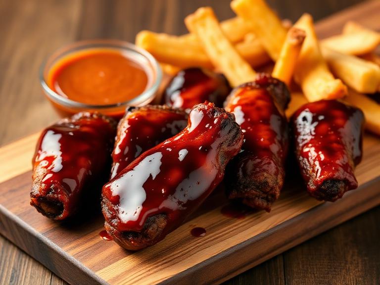 6 alitas BBQ con tostones
