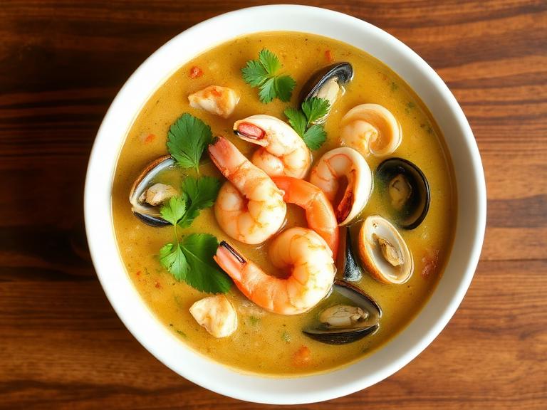 Sopa de marisco con arroz